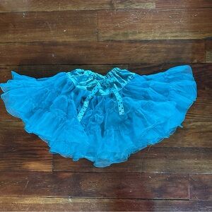 Blue Tulle Skirt with Polka Dot Bow